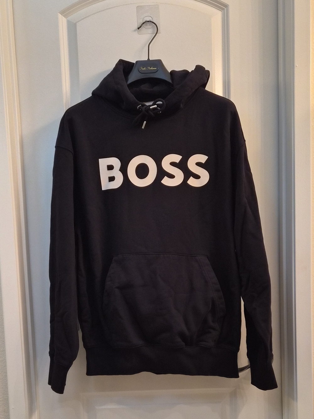 Boss Black Hoodie with White BOSS Logo.Mens XL